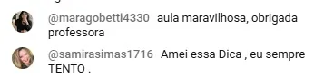 Depoimentos aula maravilhosa