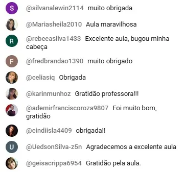 Depoimentos mural de comentários